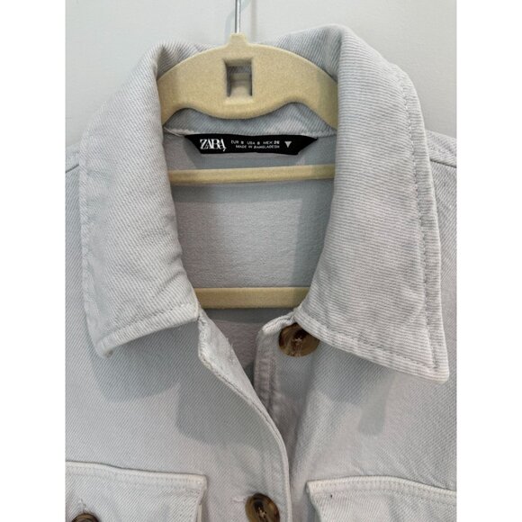 ZARA TRF PALE BLUE Pocket Jacket, size small - Picture 11 of 15